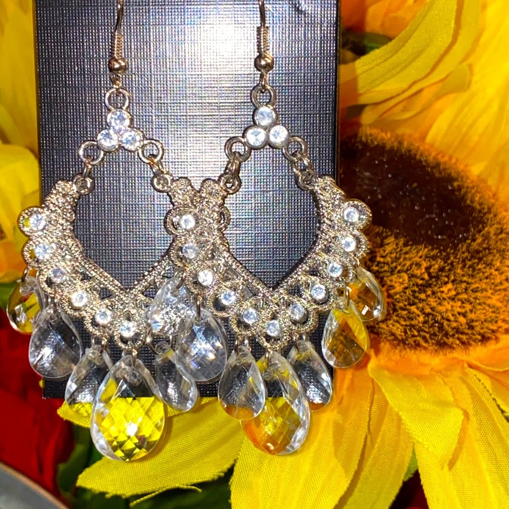 Silver crystal earrings